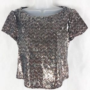 Sam Edelman Copper/Silver Sequin Party Holiday Top